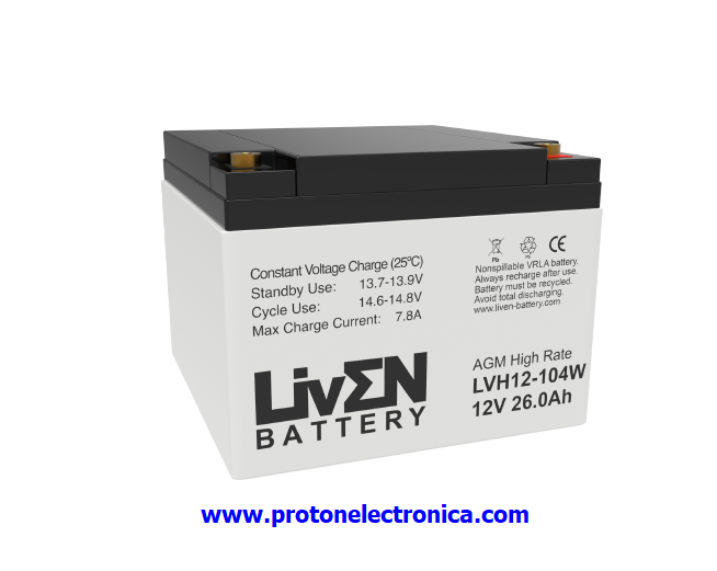 BATERIA LIVEN LVH12-104W 12V 26Ah ALTA DESCARGA LARGA VIDA