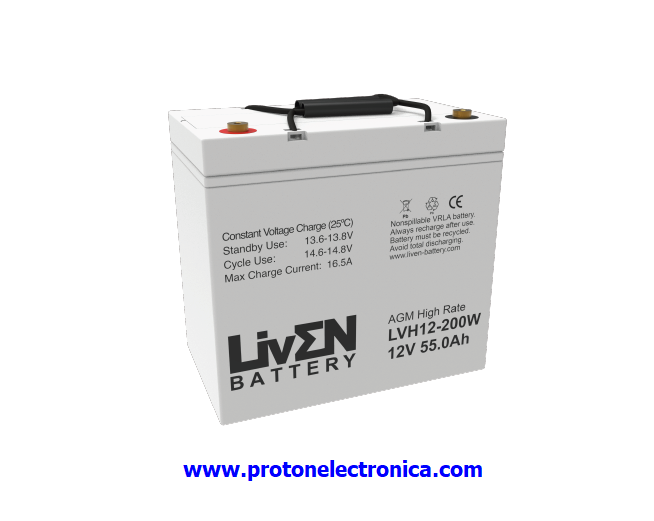BATERIA LIVEN LVH12-200W 12V 55Ah ALTA DESCARGA LARGA VIDA