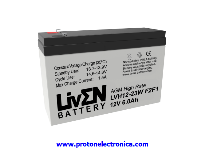 BATERIA LIVEN LVH12-23W 12V 6Ah ALTA DESCARGA LARGA VIDA