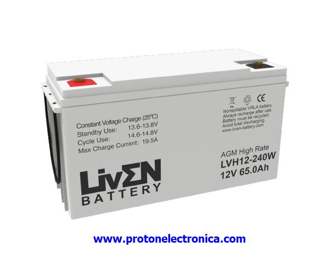 BATERIA LIVEN LVH12-240W 12V 65Ah ALTA DESCARGA LARGA VIDA