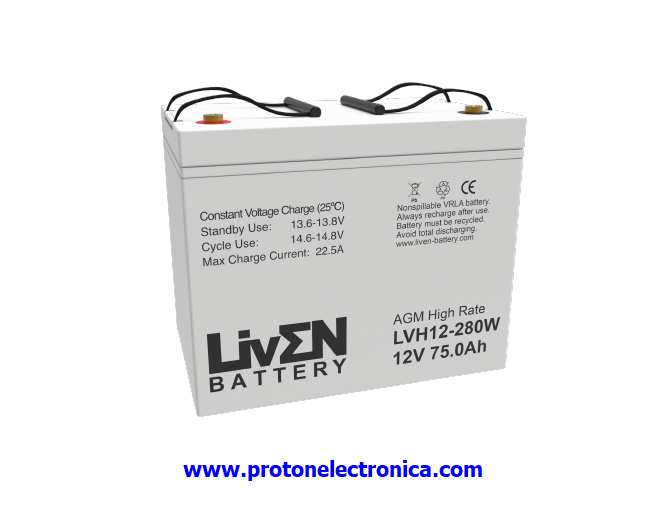 BATERIA LIVEN LVH12-280W 12V 75Ah ALTA DESCARGA LARGA VIDA