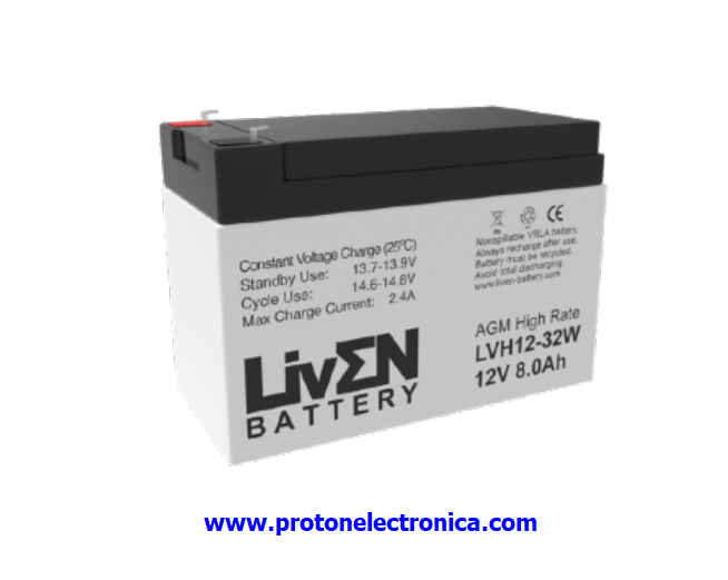 BATERIA LIVEN LVH12-32W 12V 8Ah ALTA DESCARGA LARGA VIDA