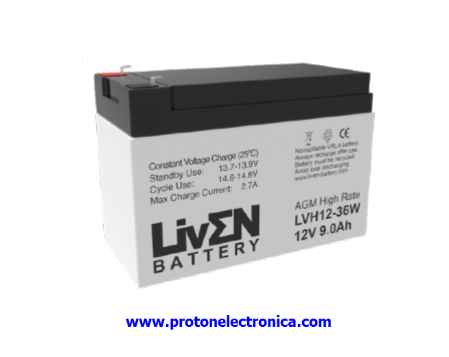 BATERIA LIVEN LVH12-36W 12V 9Ah ALTA DESCARGA LARGA VIDA