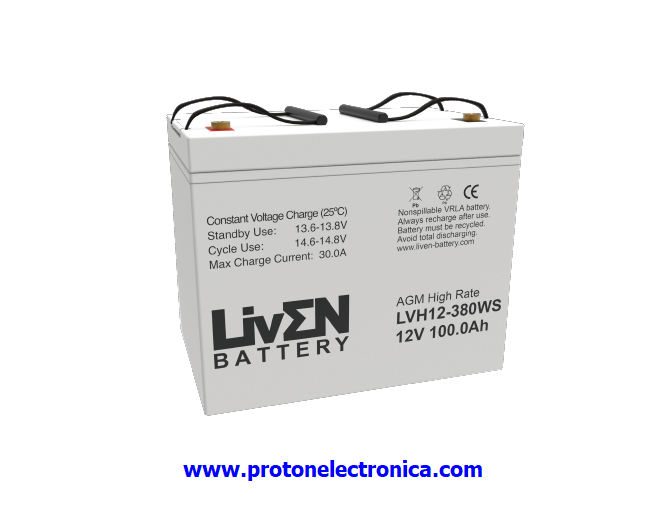 BATERIA LIVEN LVH12-380WS 12V 100Ah ALTA DESCARGA LARGA VIDA