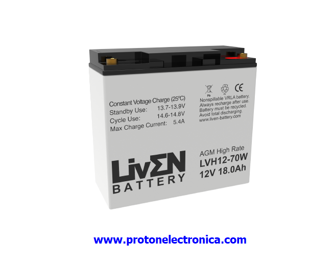 BATERIA LIVEN LVH12-70W 12V 18Ah ALTA DESCARGA LARGA VIDA