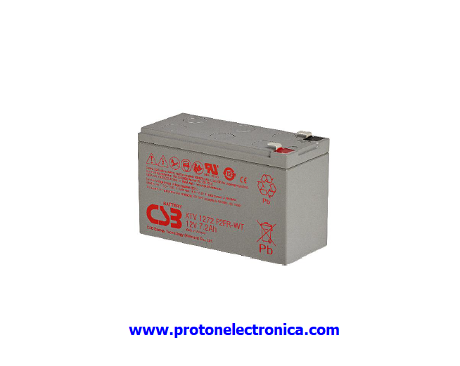 BATERIA CSB XTV1272 12V / 7,2Ah TEMPERATURA EXTREMA -20º A 50º CONDICIONES ADVERSAS; VIBRACIONES