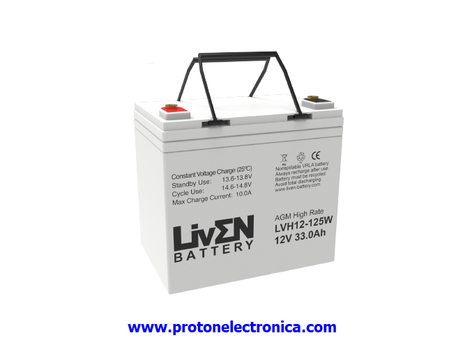 BATERIA LIVEN LVH12-125W 12V 33Ah ALTA DESCARGA LARGA VIDA