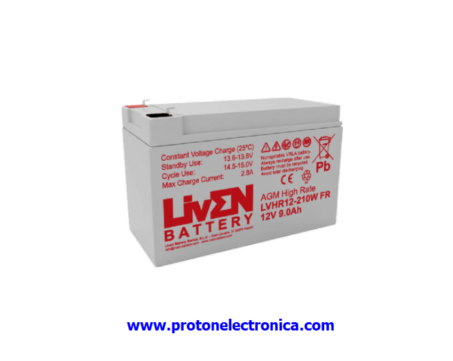 BATERIA LIVEN LVHR12-120W 12V 9Ah ALTA DESCARGA LARGA VIDA 10-12 Años 20º